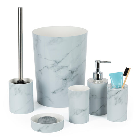 Bamboo Bathroom Set - White Marble